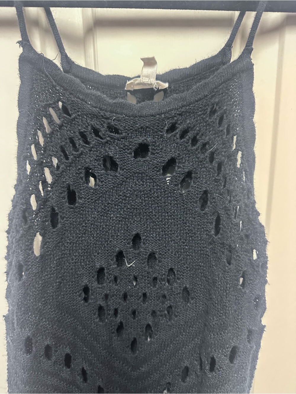 aerie Black Crochet Maxi Dress with Double Spaghetti Straps